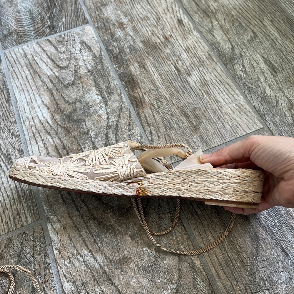 Stuart Weitzman Pansy Beige Raffia Espadrille Sandals, Women’s Size 10 - Picture 8 of 8